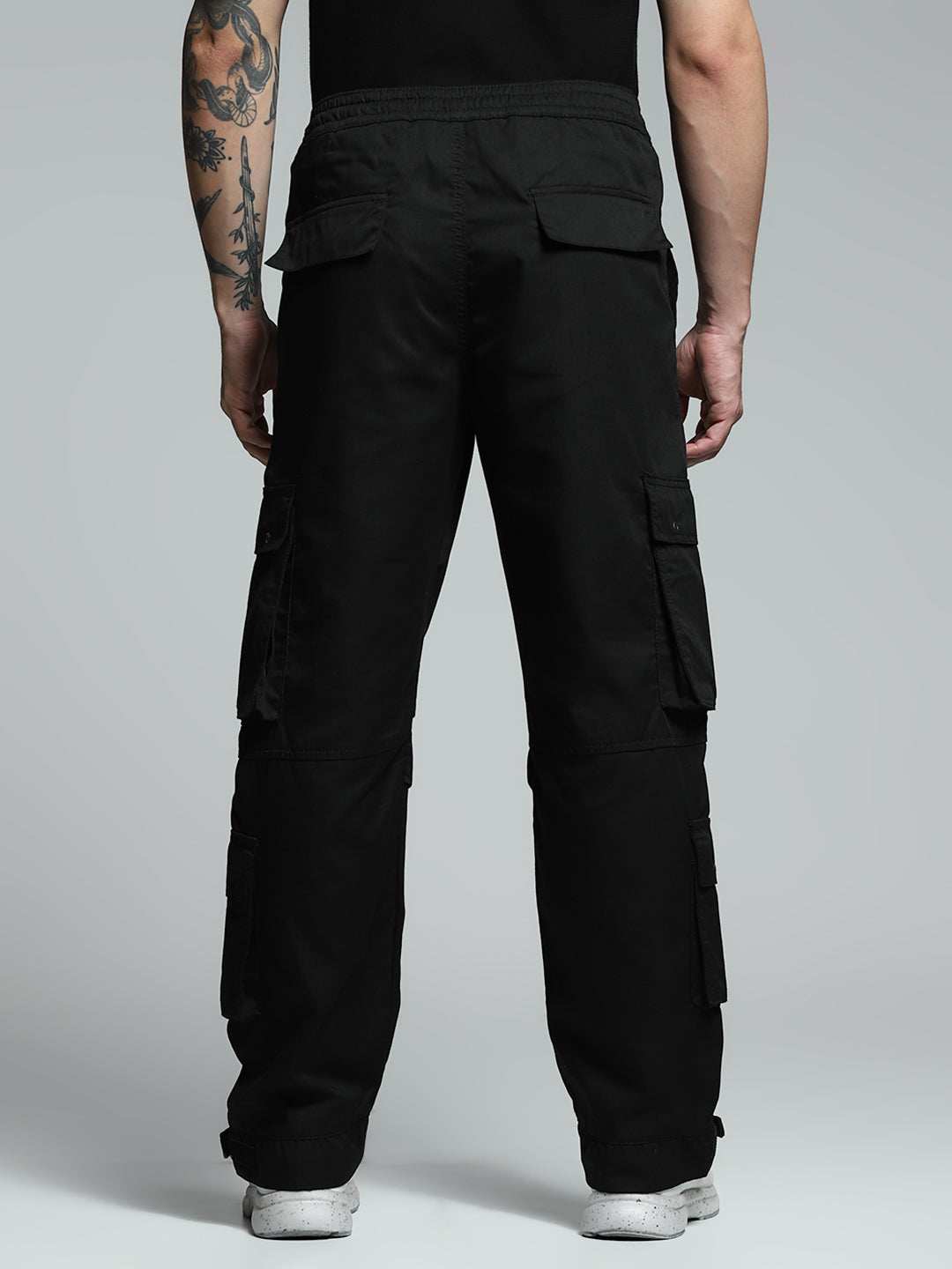 Black Mid Rise Cargo Pants