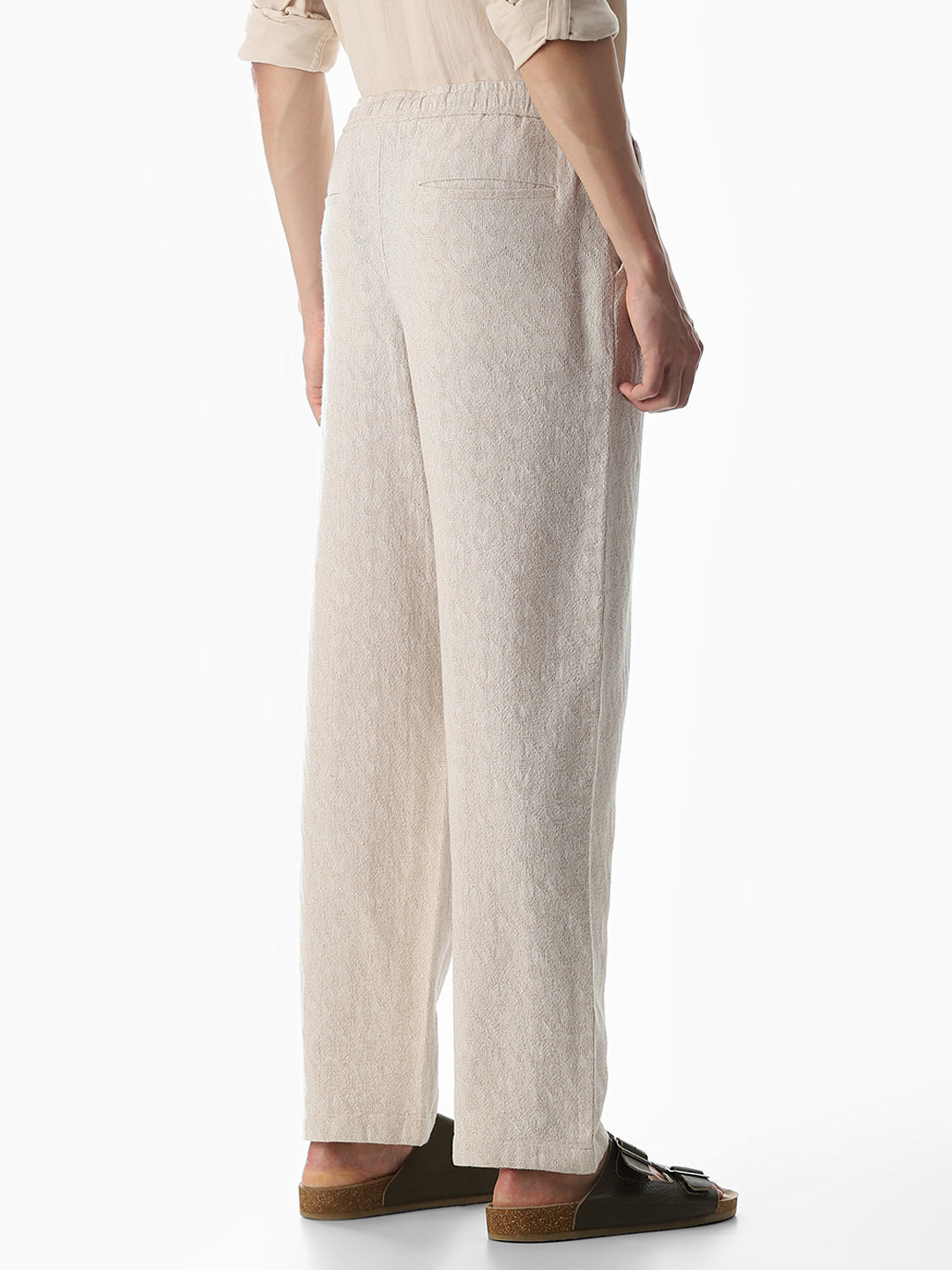 White Cotton Regular Fit Pants