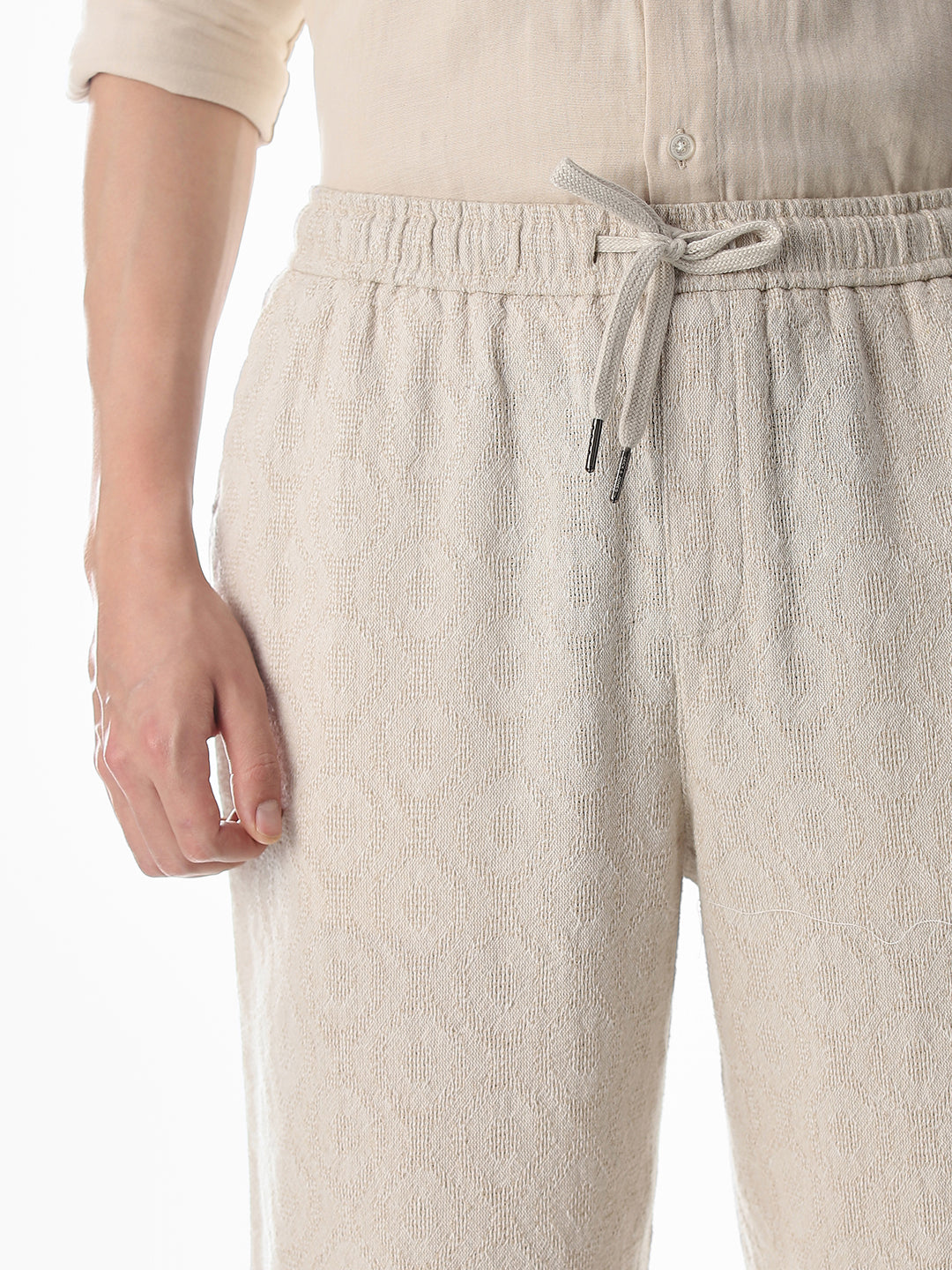 White Cotton Regular Fit Pants