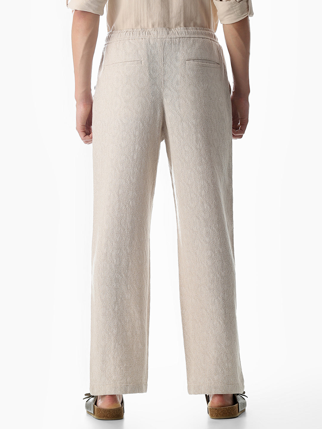White Cotton Regular Fit Pants
