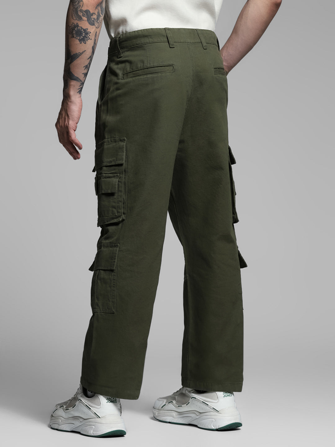 Olive Mid Rise Cargo Pants