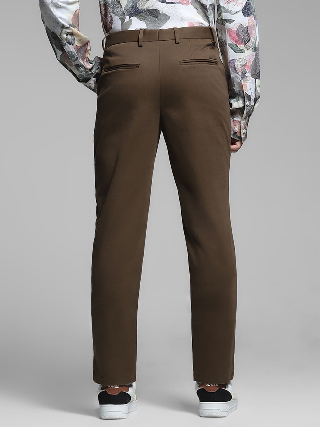 Dark Brown Mid Rise Flex Pants
