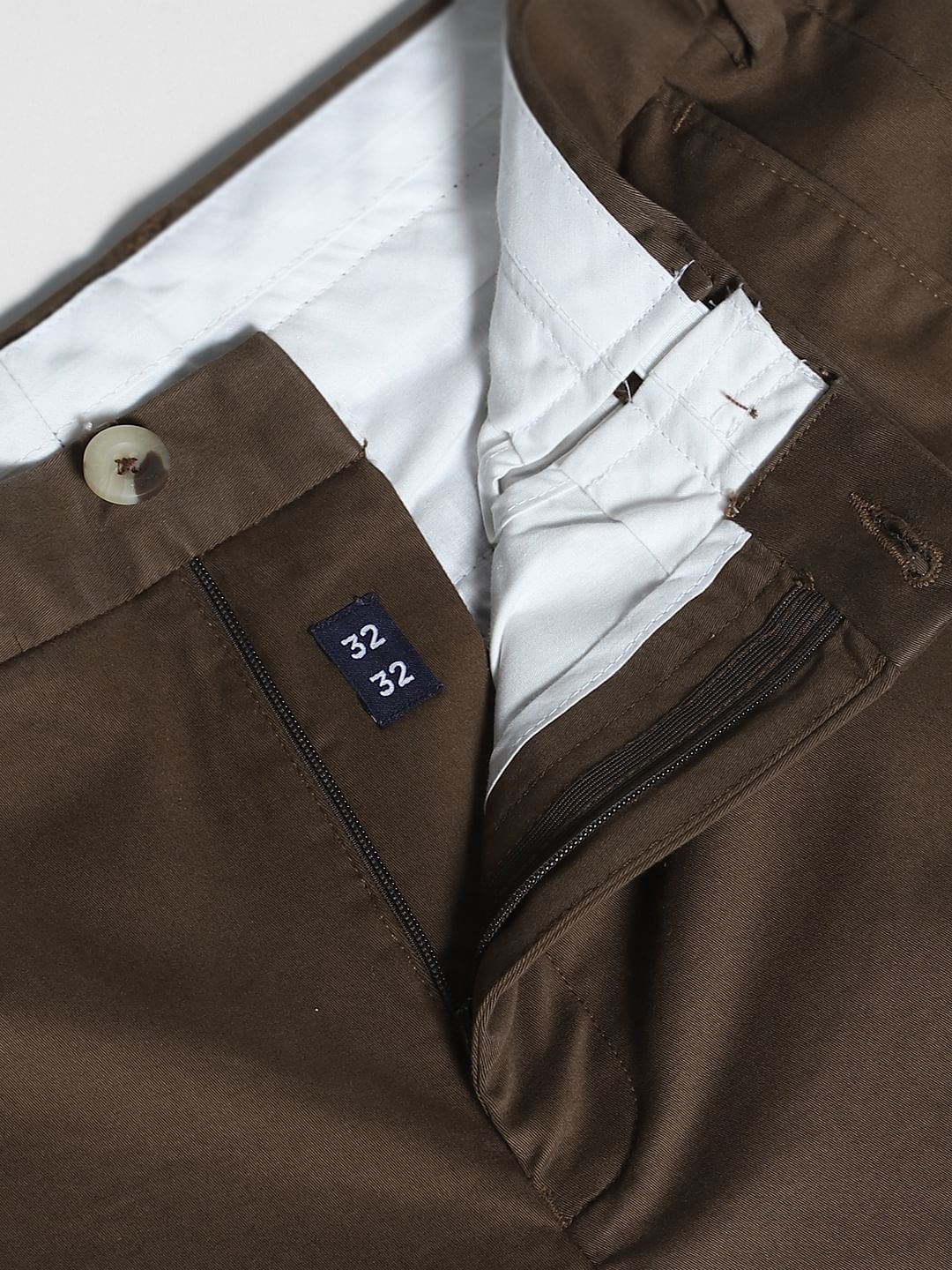 Dark Brown Mid Rise Flex Pants