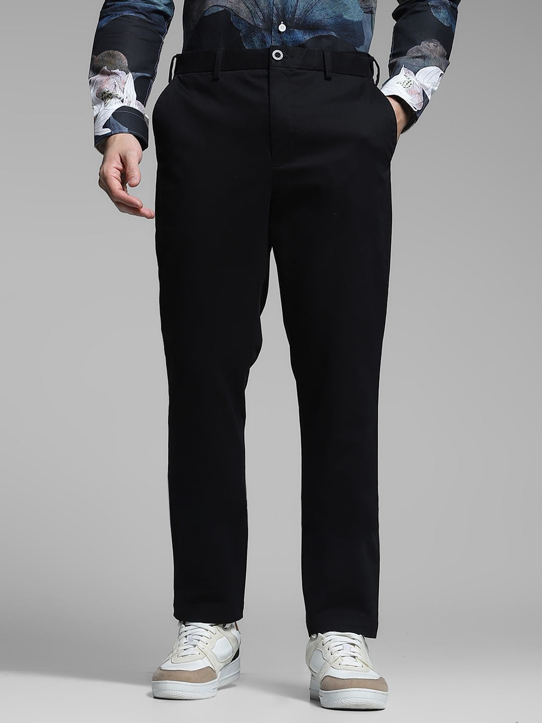 Black Mid Rise Flex Pants