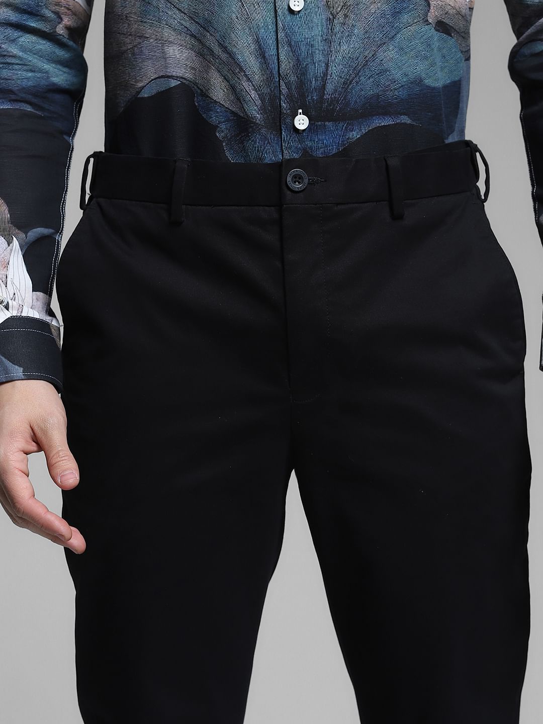 Black Mid Rise Flex Pants
