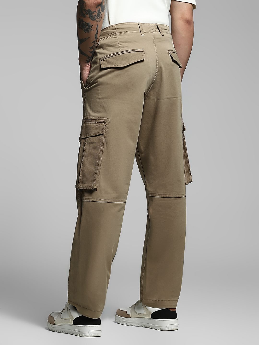 Brown Yarn Dyed Cargo Pants
