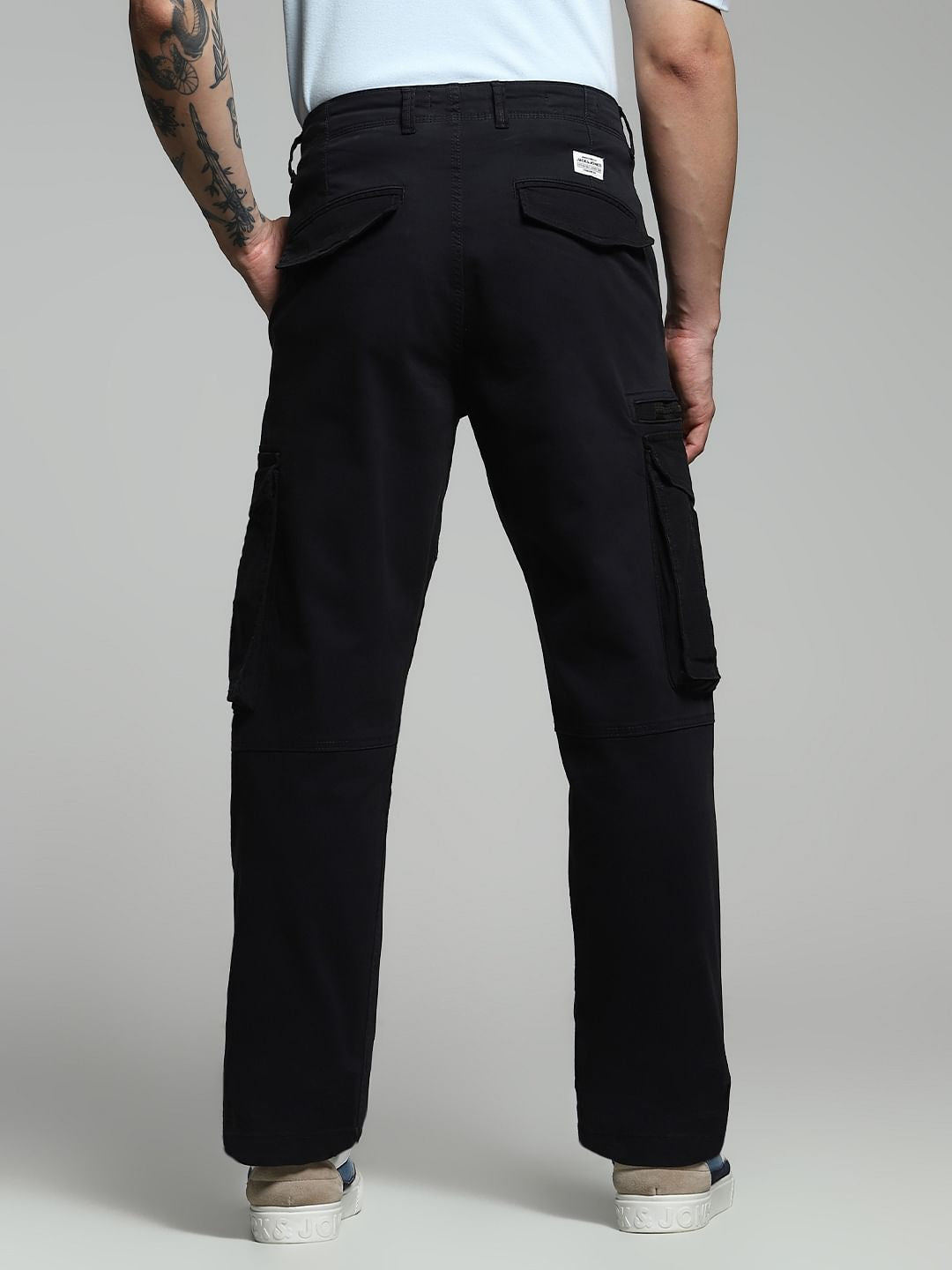 Black Yarn Dyed Cargo Pants