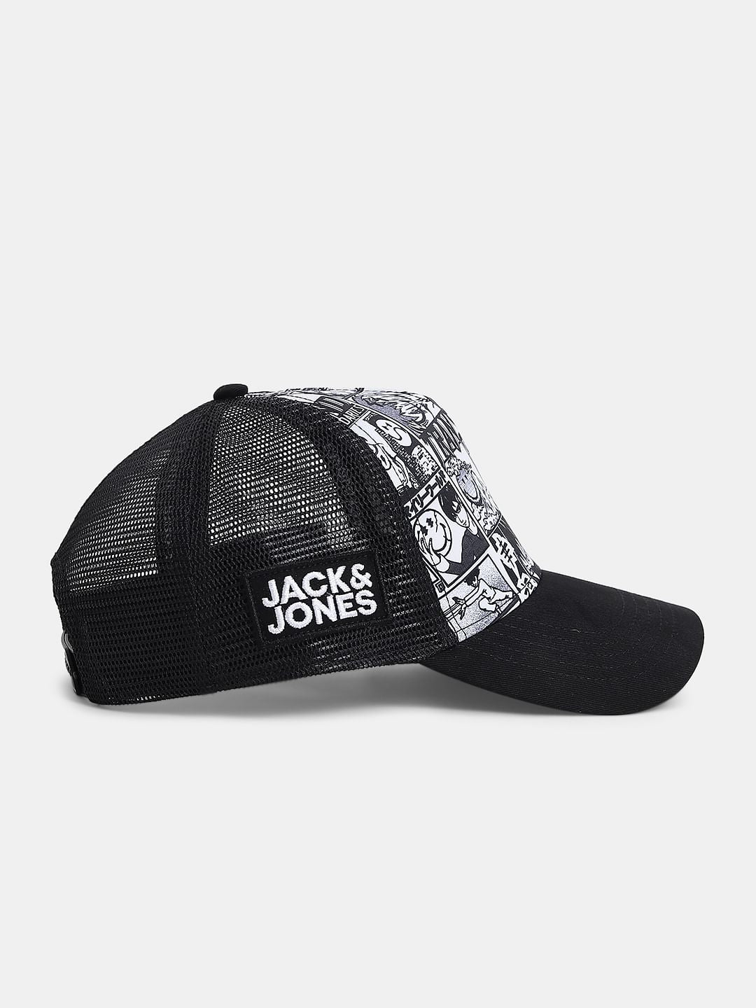 SMILEY Black Comic Strip Print Trucker Cap