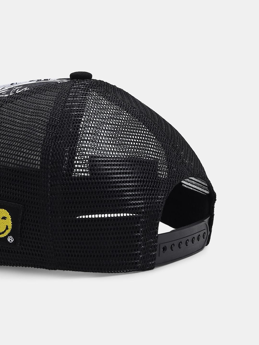 SMILEY Black Comic Strip Print Trucker Cap