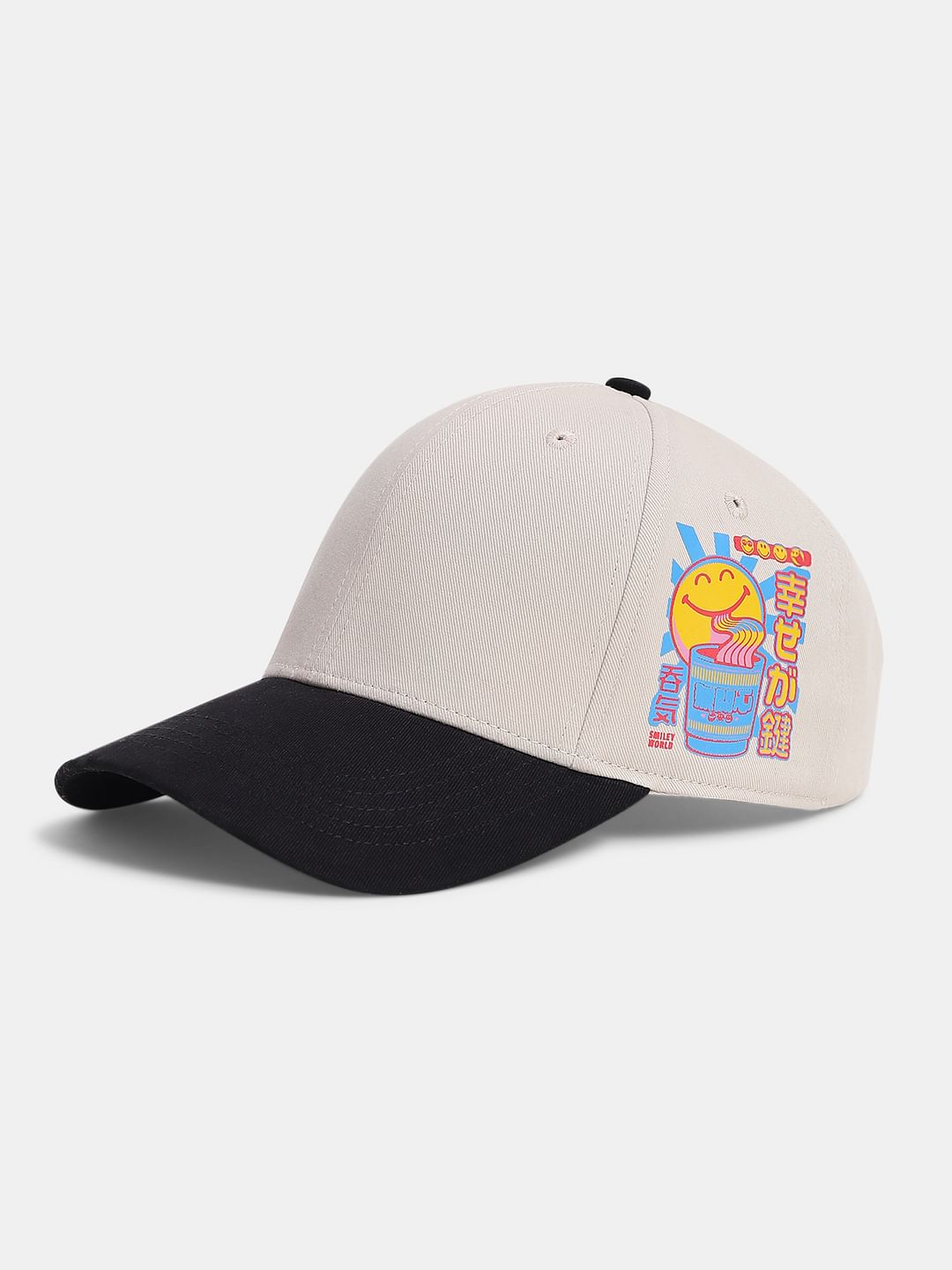 SMILEY Beige Printed Baseball Cap