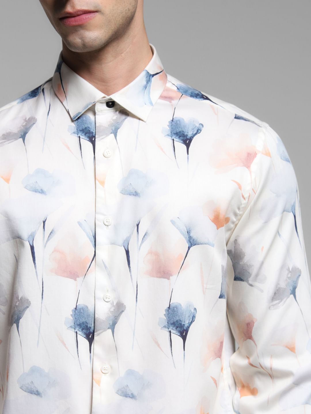 White Printed Cotton Shirt
