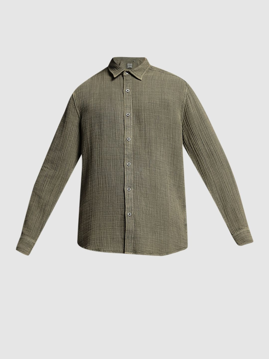 Green Acid Washed Cotton Shirt