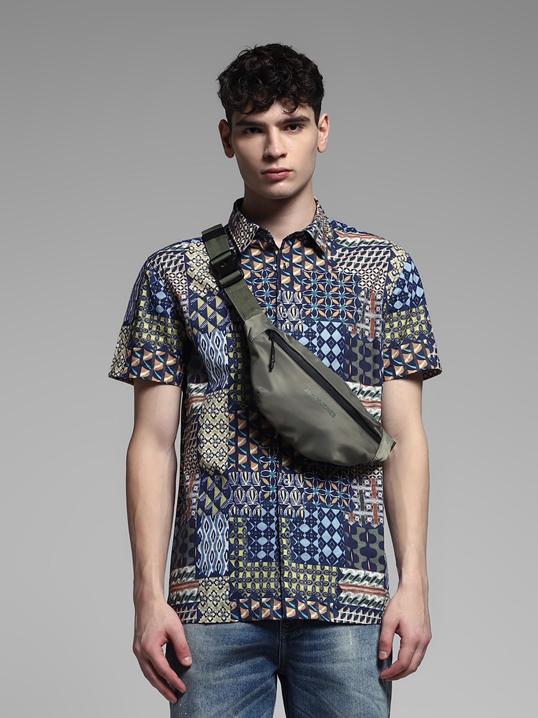 Dark Blue Abstract Print Shirt