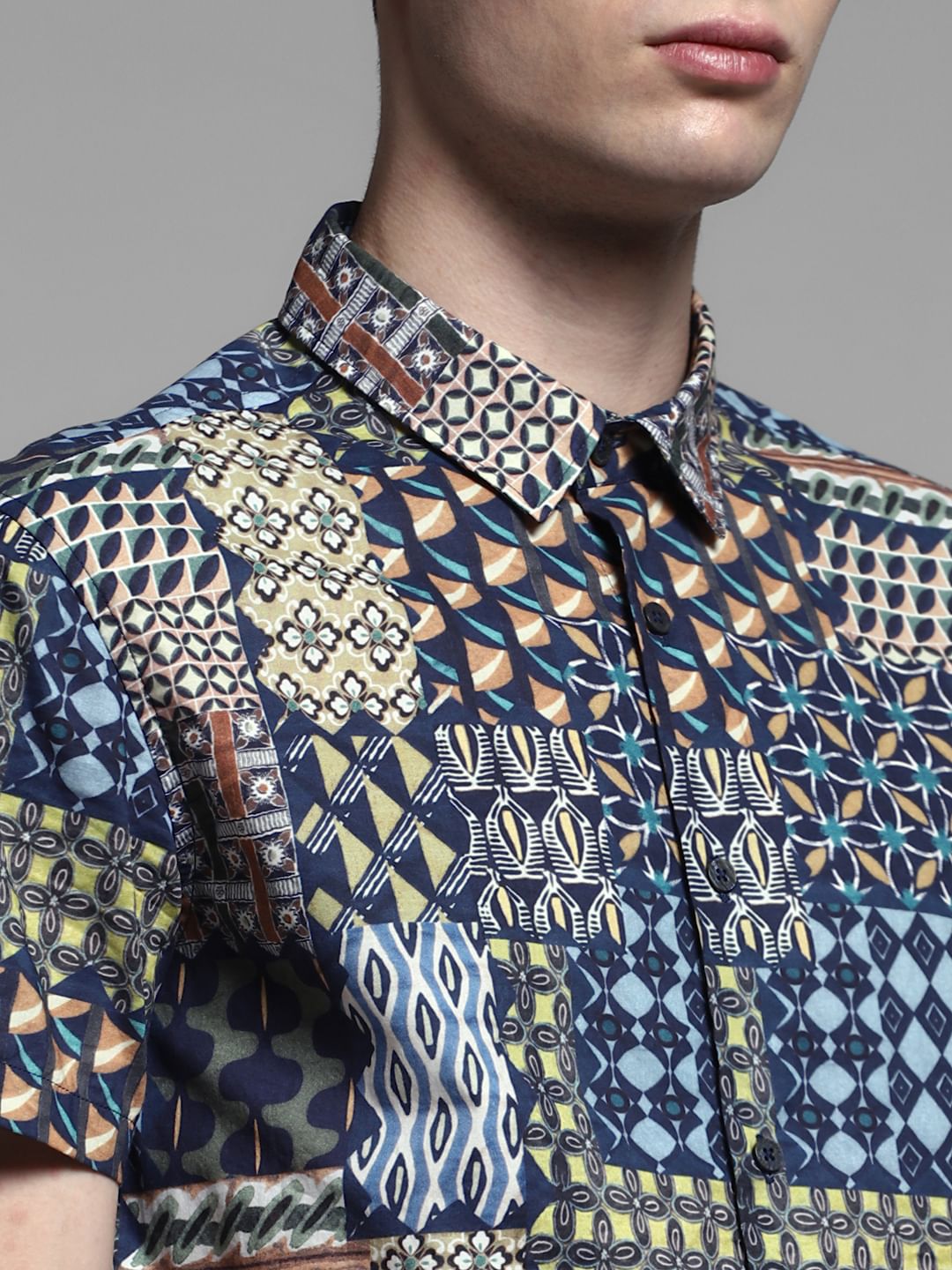 Dark Blue Abstract Print Shirt