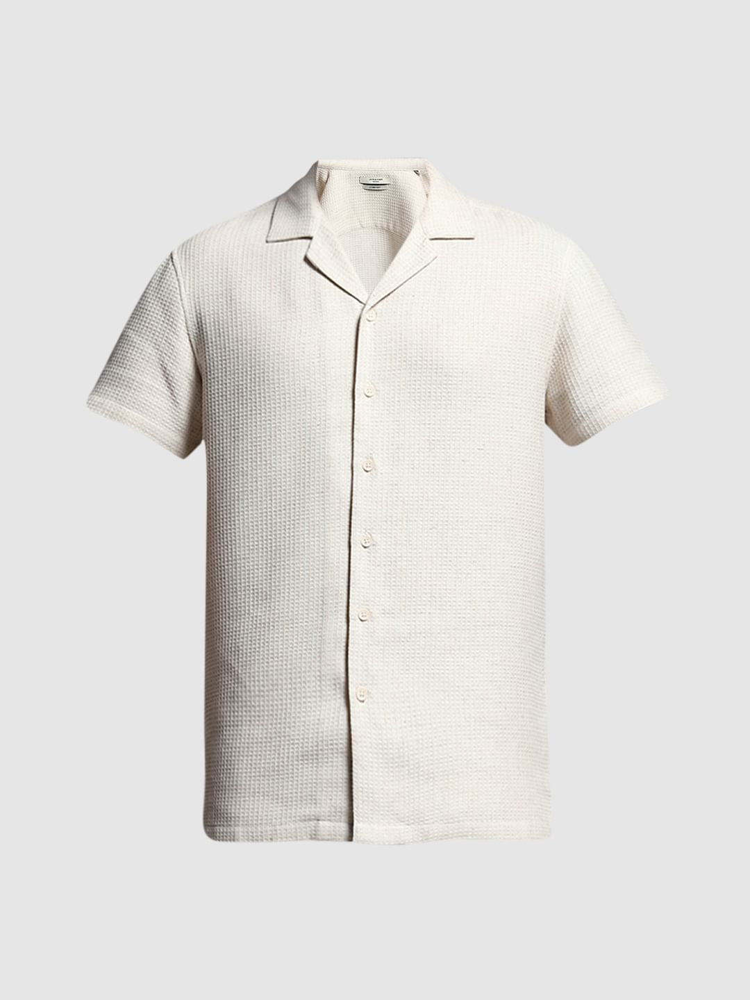 Ecru Waffle Textured Co-ord Set Shirt