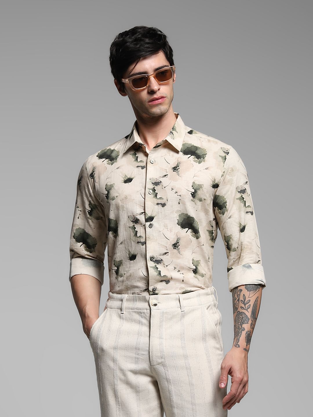 Green Floral Print Shirt