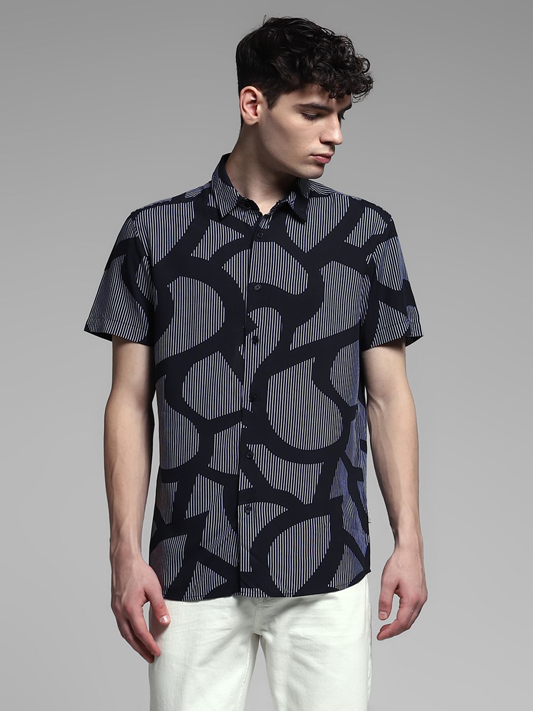 Black Abstract Print Shirt
