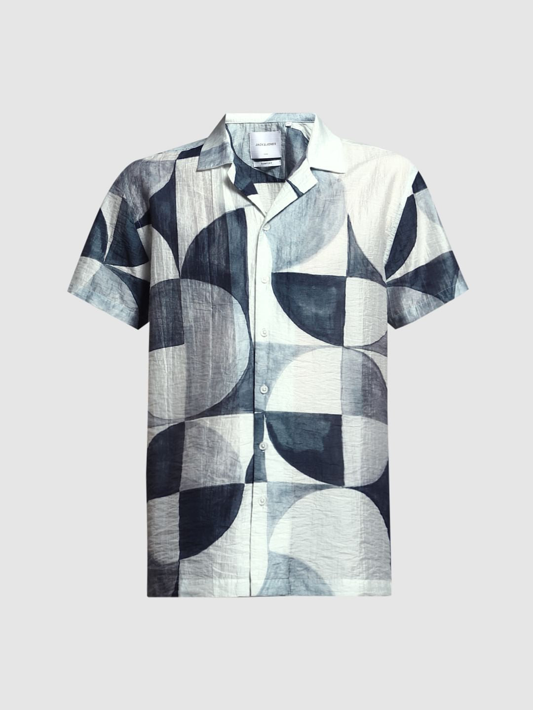 Grey Printed Viscose Blend Shirt
