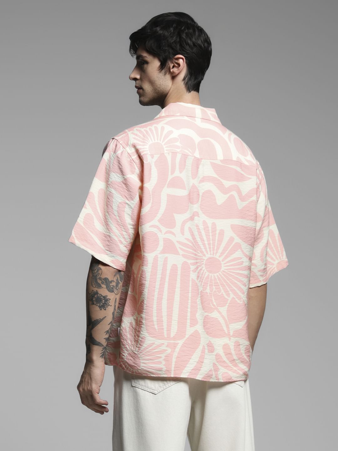 Pink Abstract Print Oversized Shirt