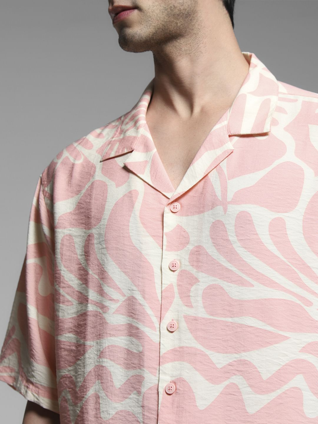 Pink Abstract Print Oversized Shirt