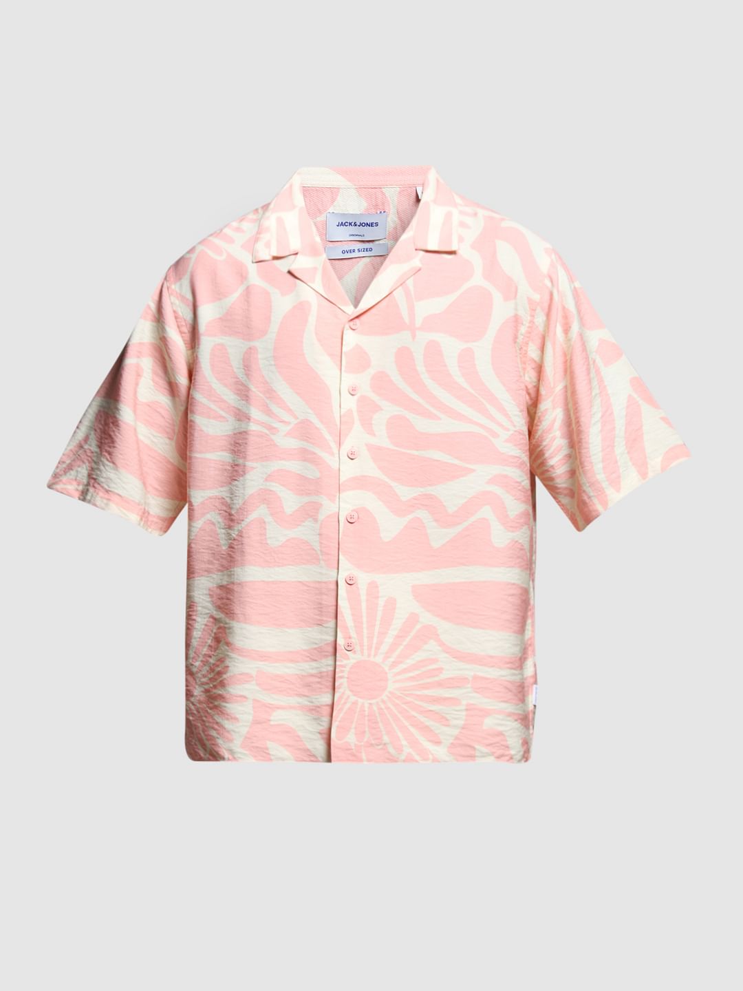 Pink Abstract Print Oversized Shirt