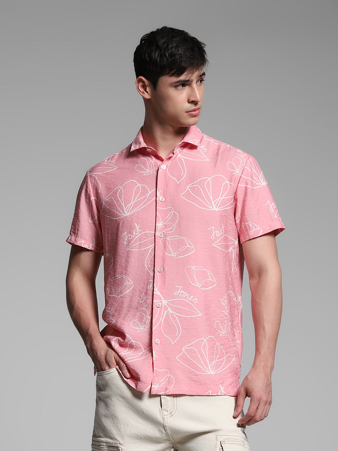 Pink Floral Viscose Shirt