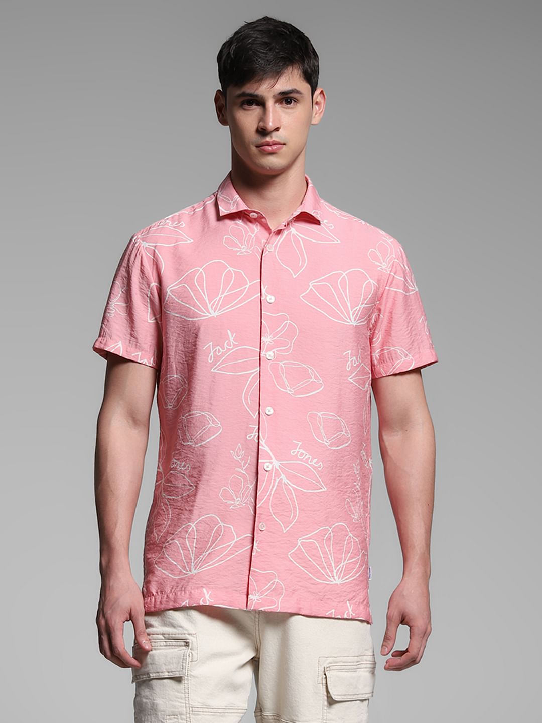 Pink Floral Viscose Shirt