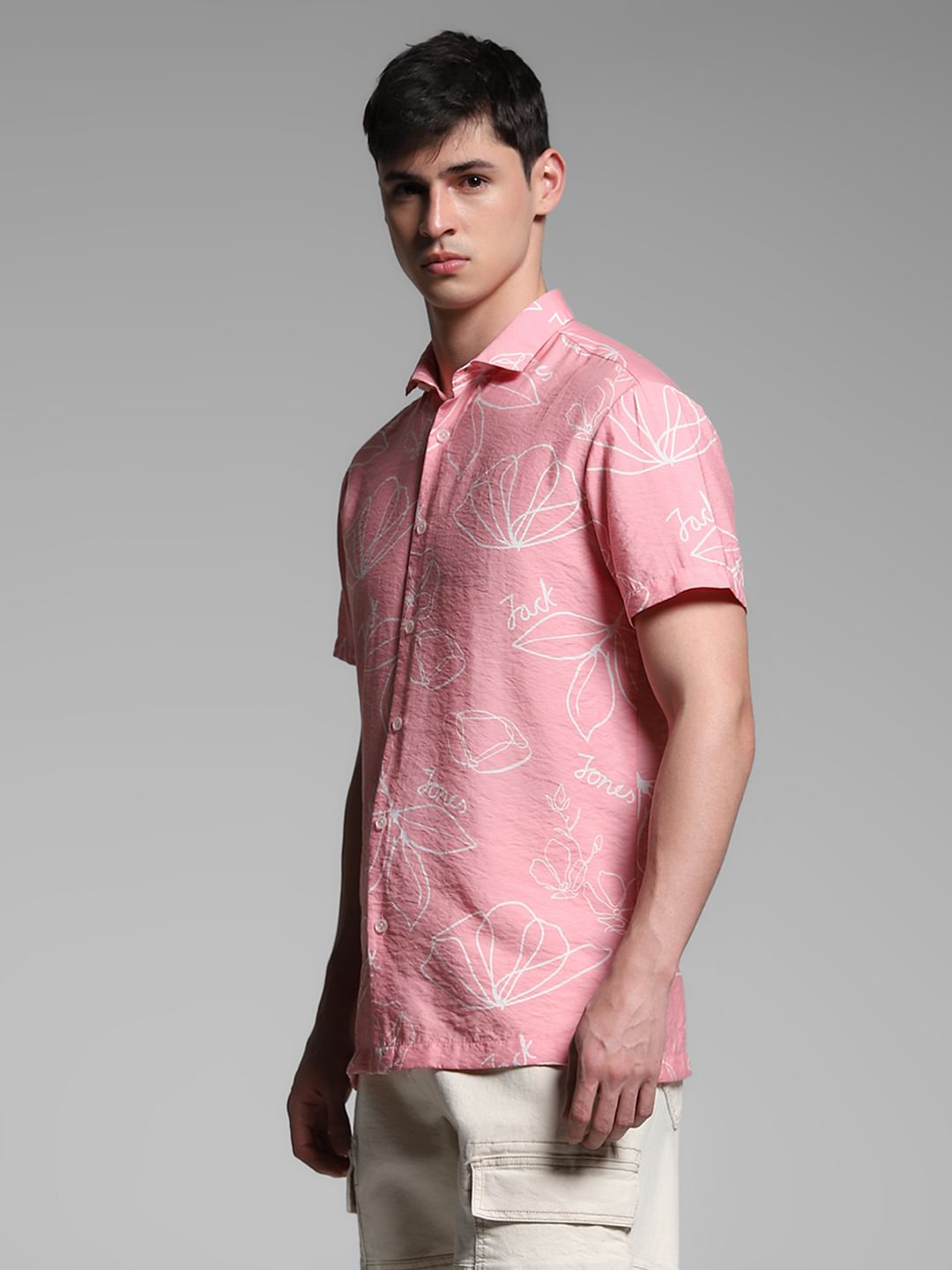 Pink Floral Viscose Shirt
