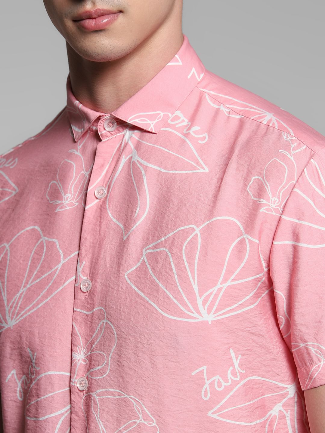 Pink Floral Viscose Shirt