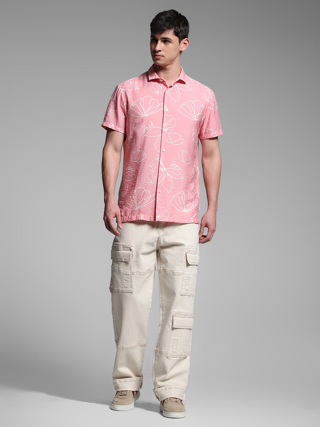 Pink Floral Viscose Shirt