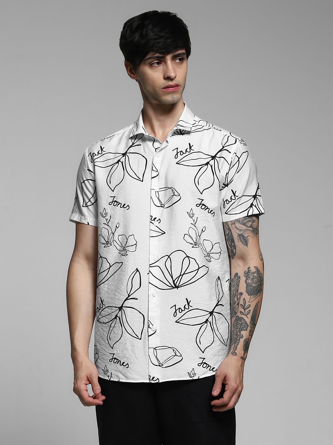 White Printed Viscose Shirt
