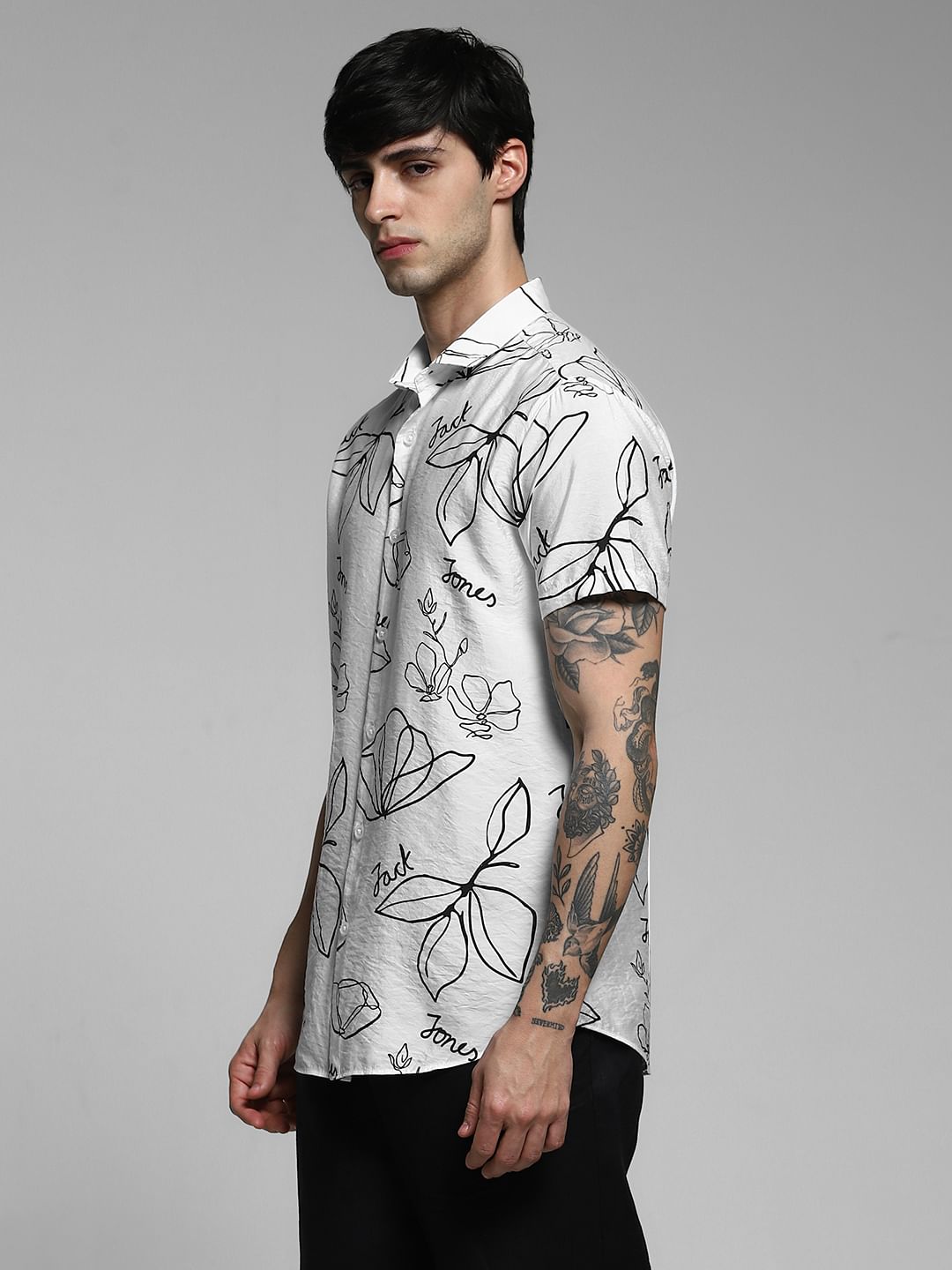 White Printed Viscose Shirt
