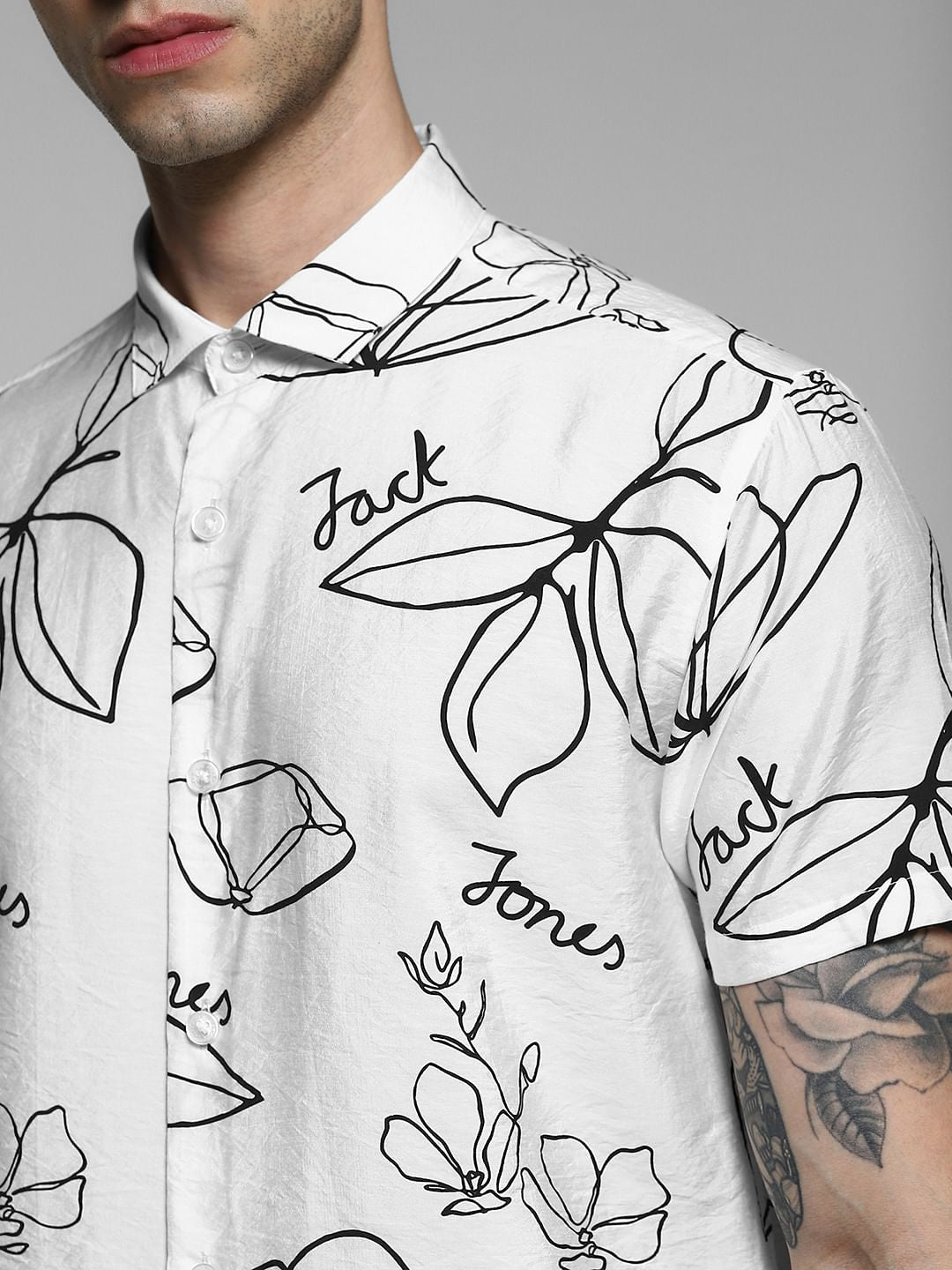 White Printed Viscose Shirt