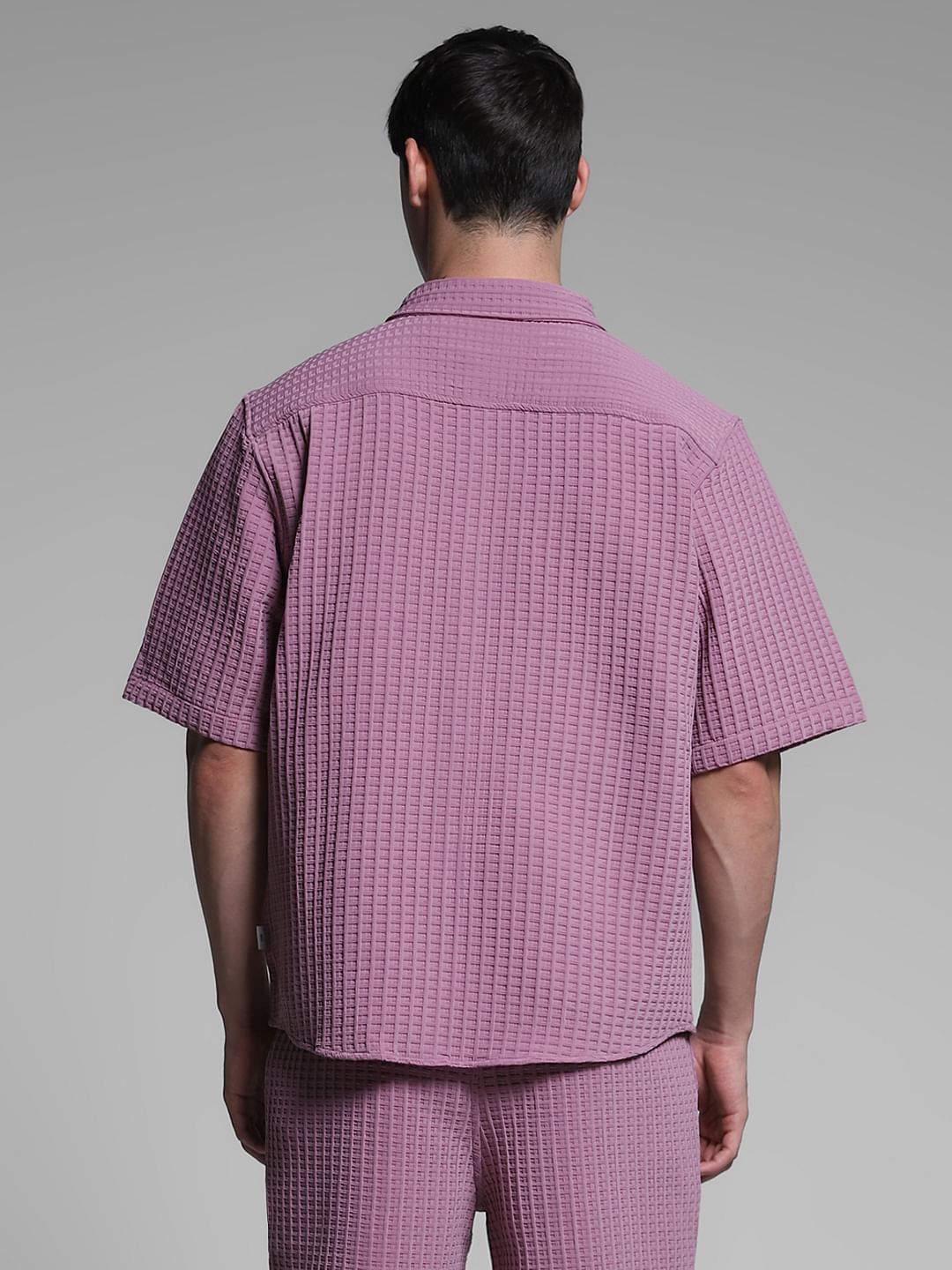 Purple Textured Co-ord Set Shirt