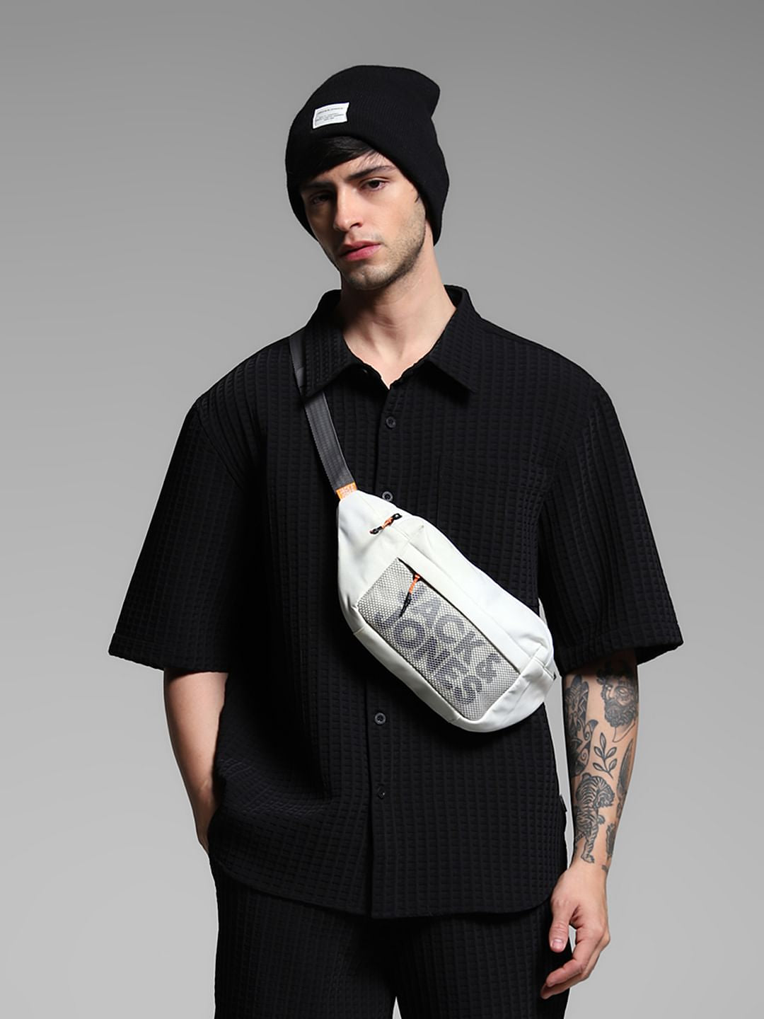 Black Jacquard Co-ord Set Shirt