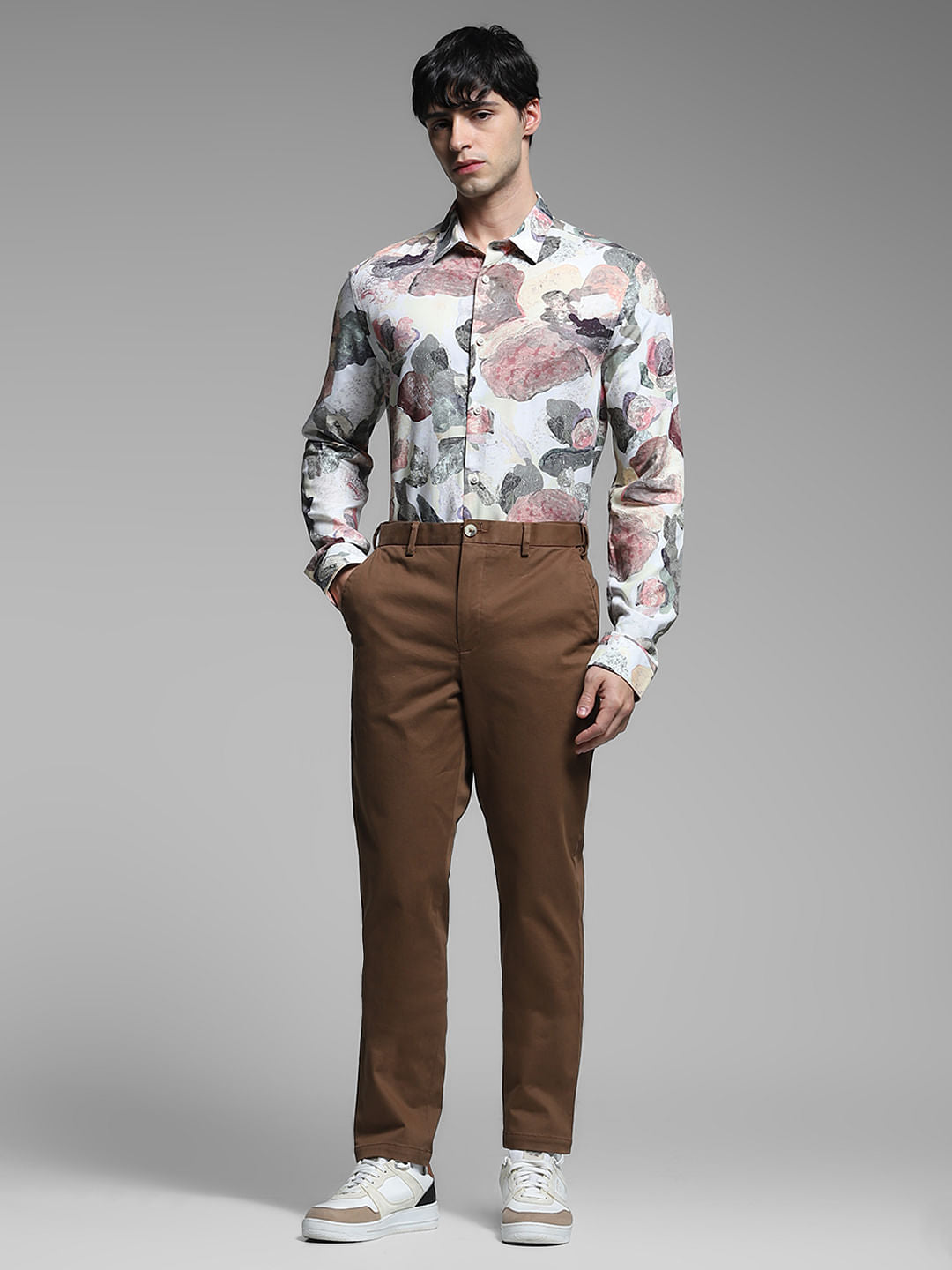 Green Abstract Print Slim Fit Shirt