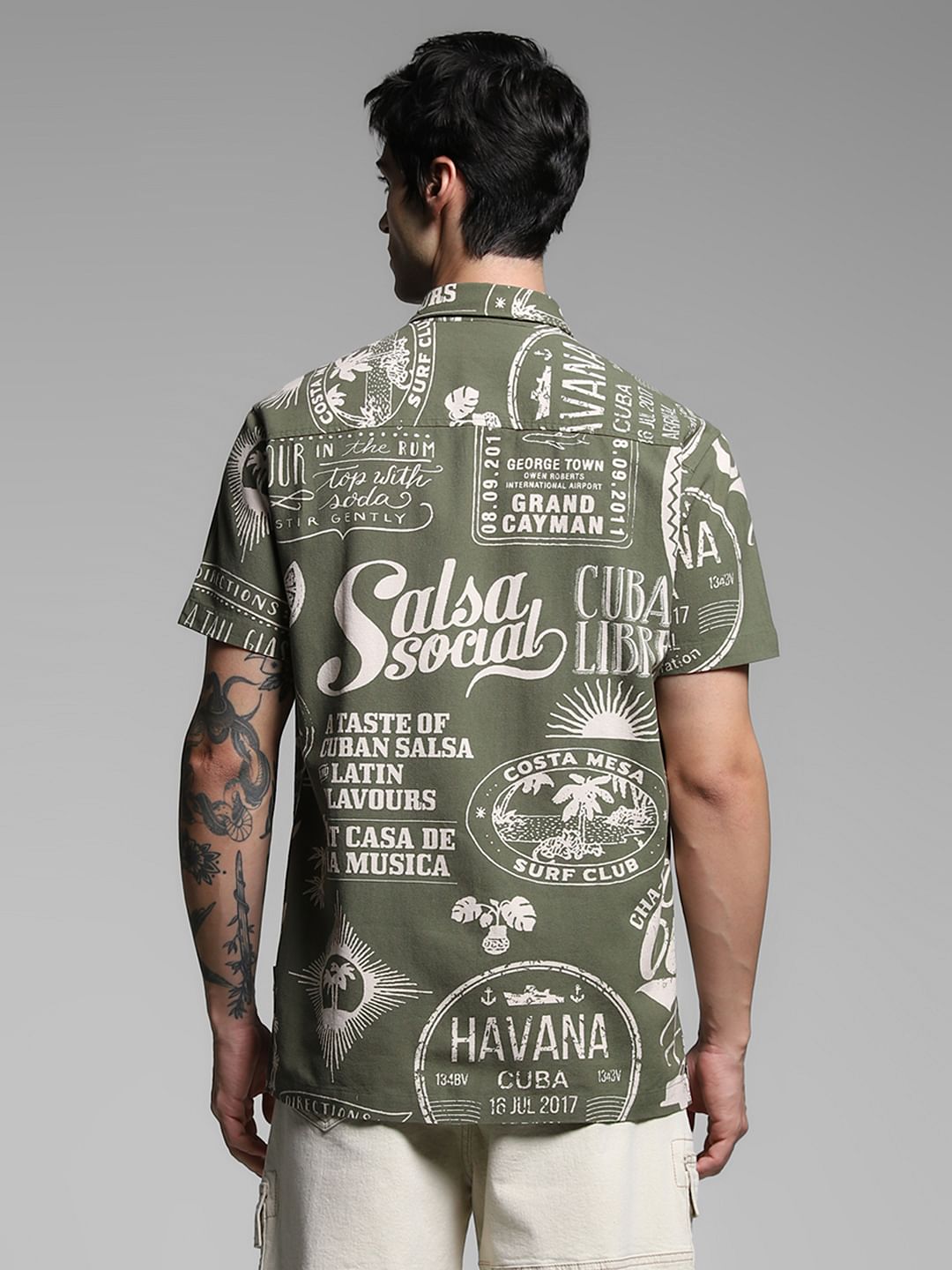 Green Printed Viscose Shirt