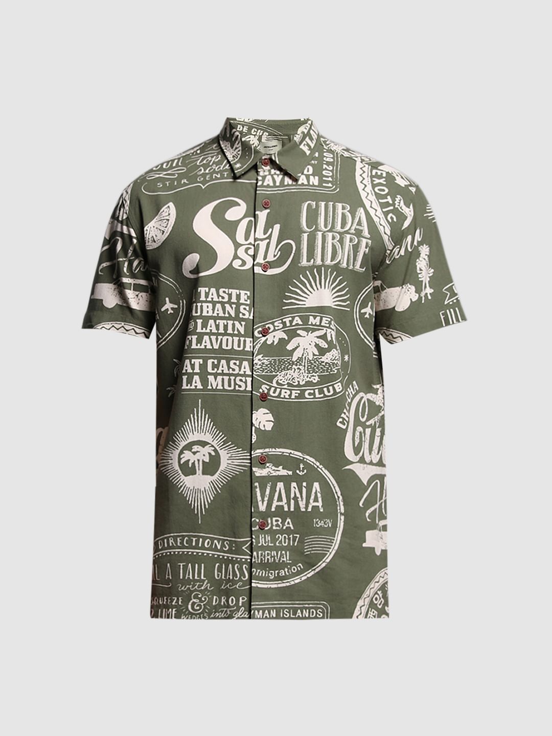 Green Printed Viscose Shirt