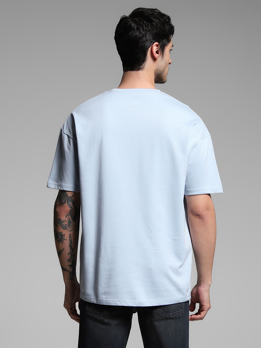 Blue Logo Print Crew Neck T-shirt