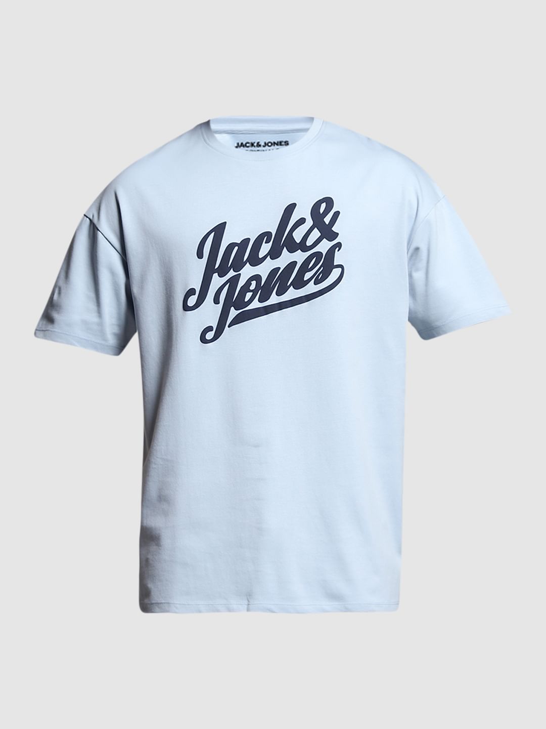 Blue Logo Print Crew Neck T-shirt