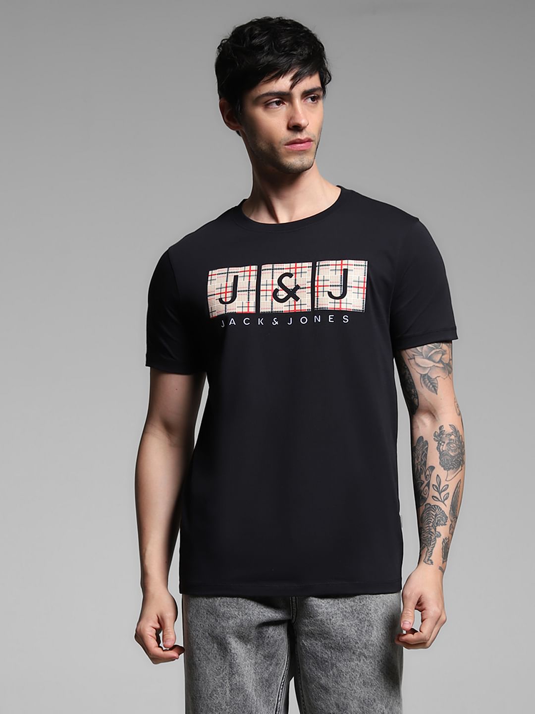 Black Logo Print Cotton T-shirt