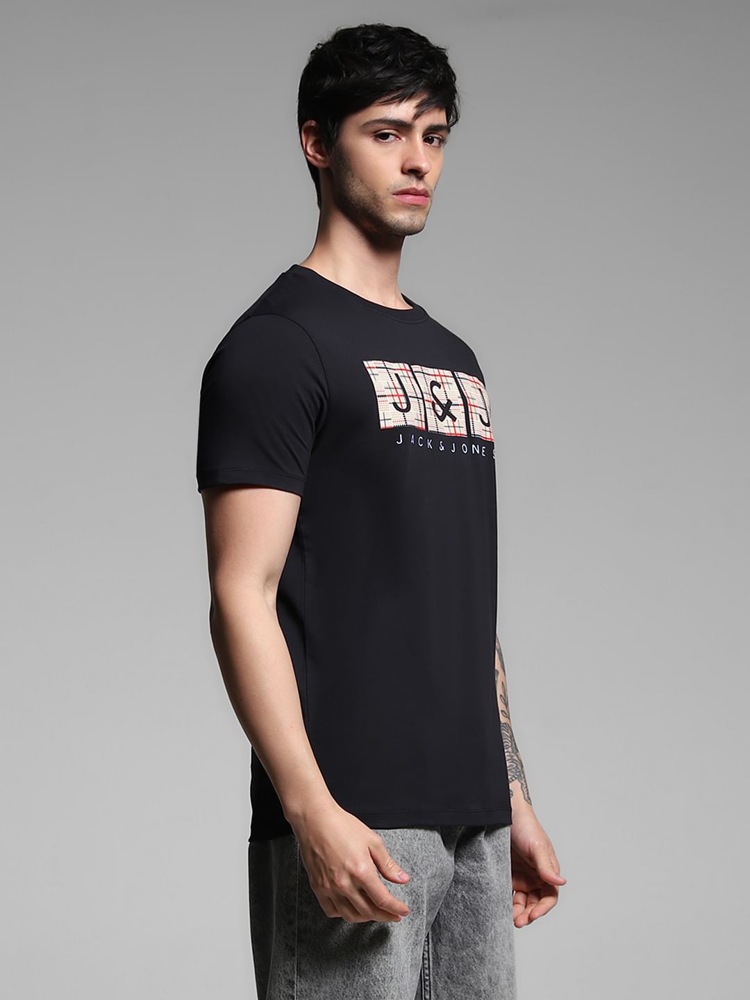 Black Logo Print Cotton T-shirt