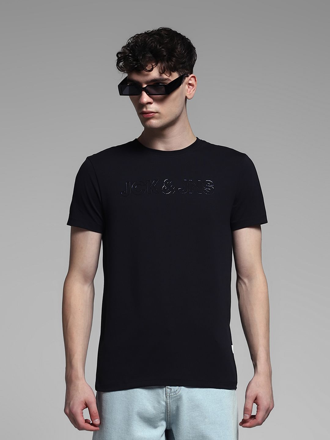 Black Logo Print Cotton T-shirt