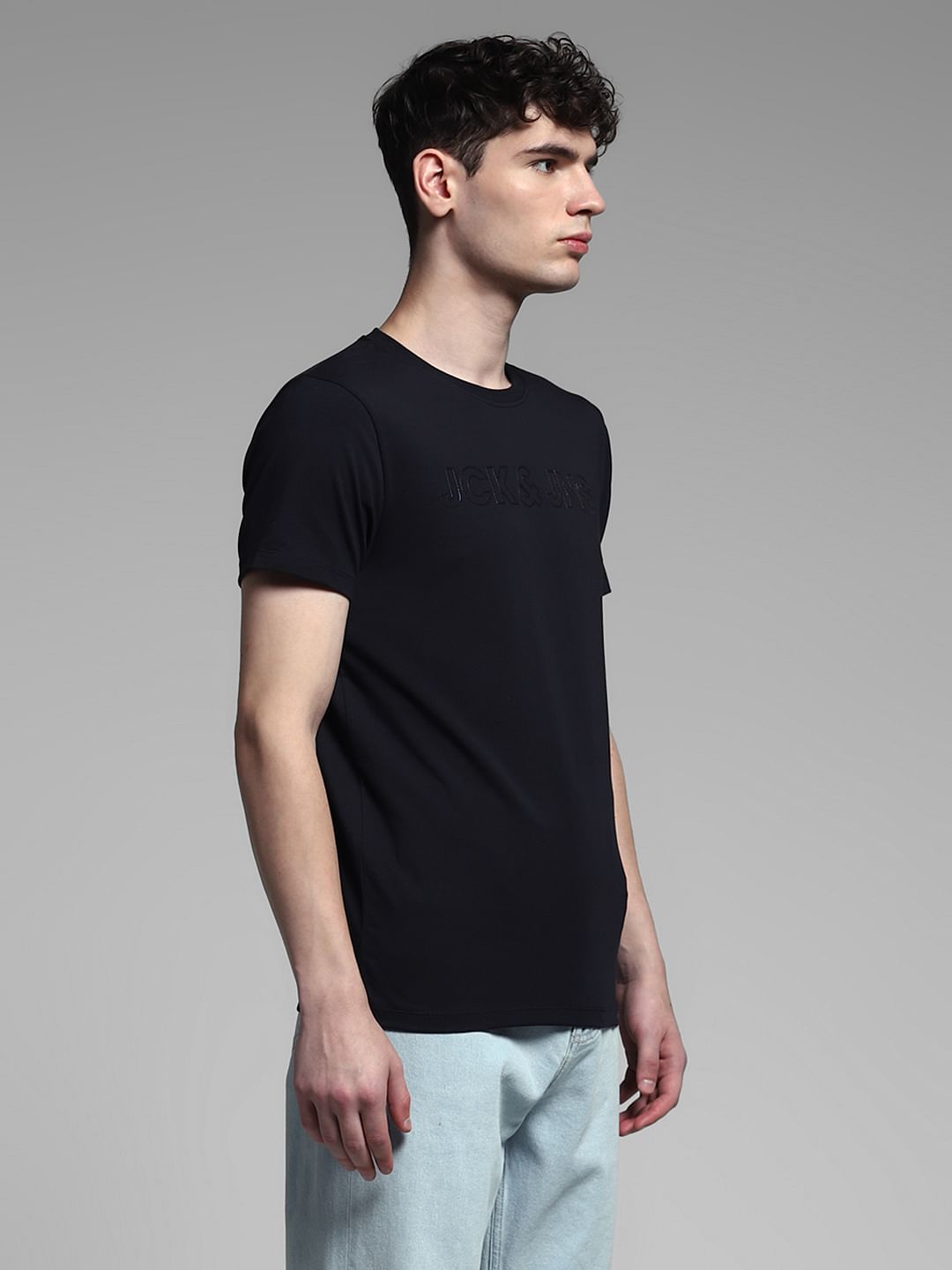 Black Logo Print Cotton T-shirt