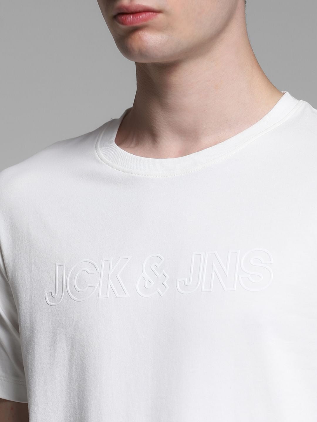 White Logo Print Cotton T-shirt