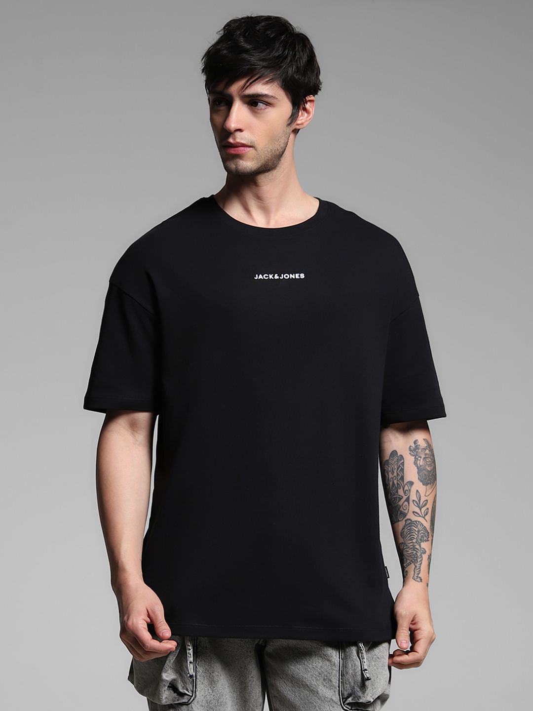 Black Graphic Print Crew Neck T-Shirt