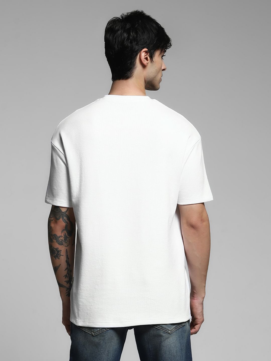 White Logo Print Crew Neck T-shirt