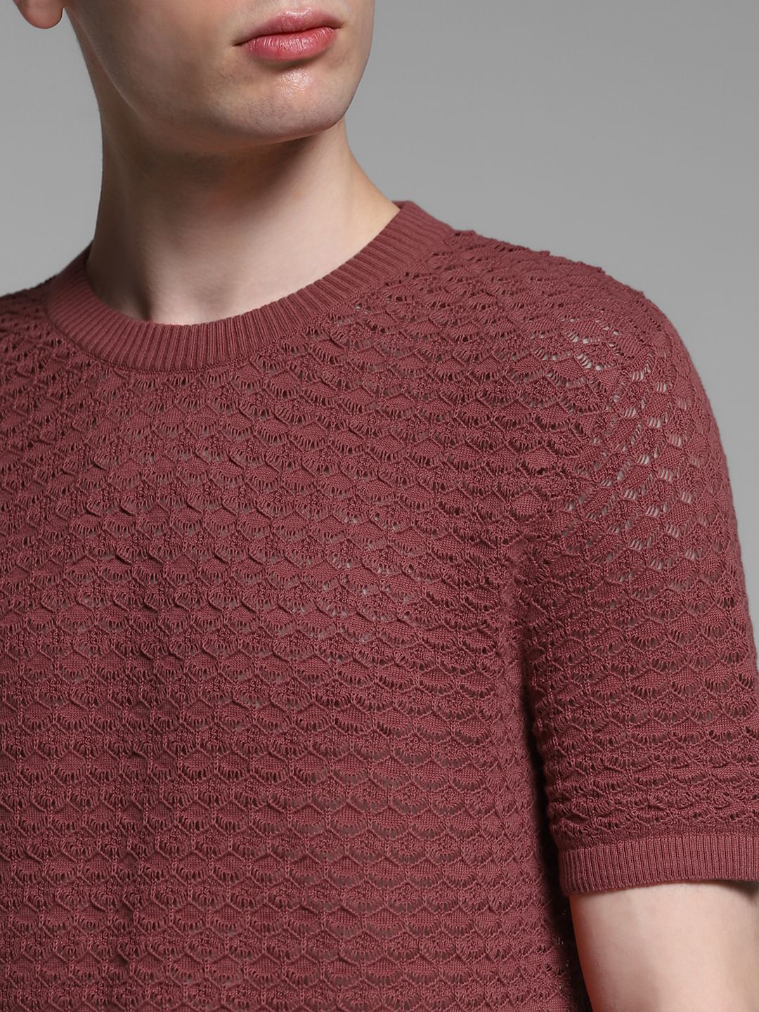 Brown Knitted Cotton T-shirt