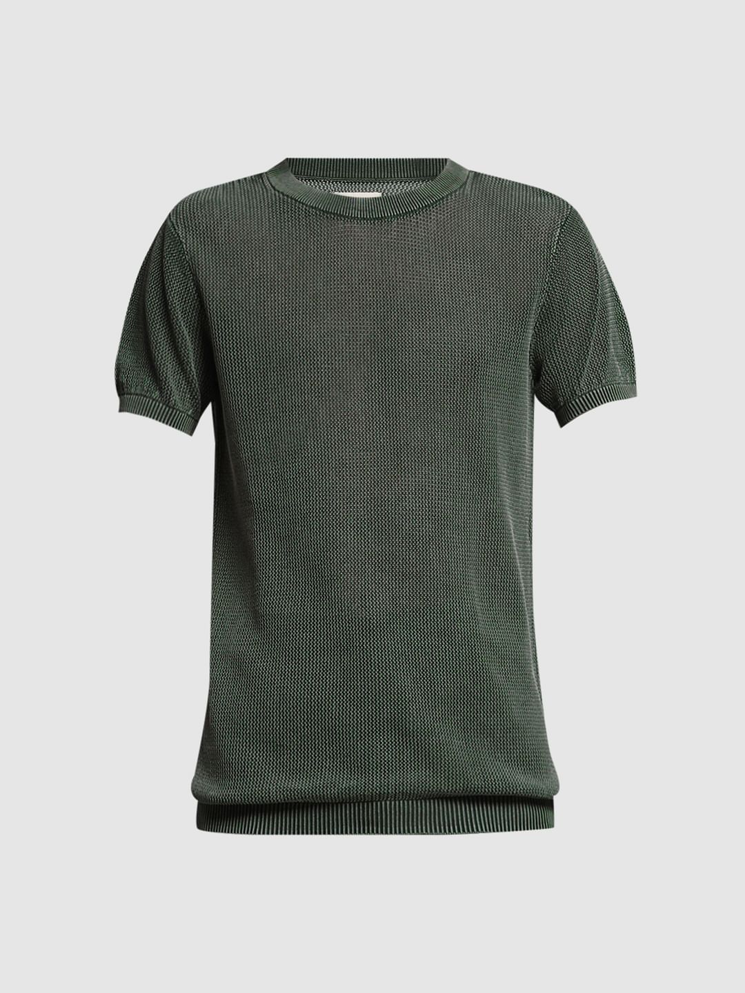 Olive Knitted Crew Neck T-shirt