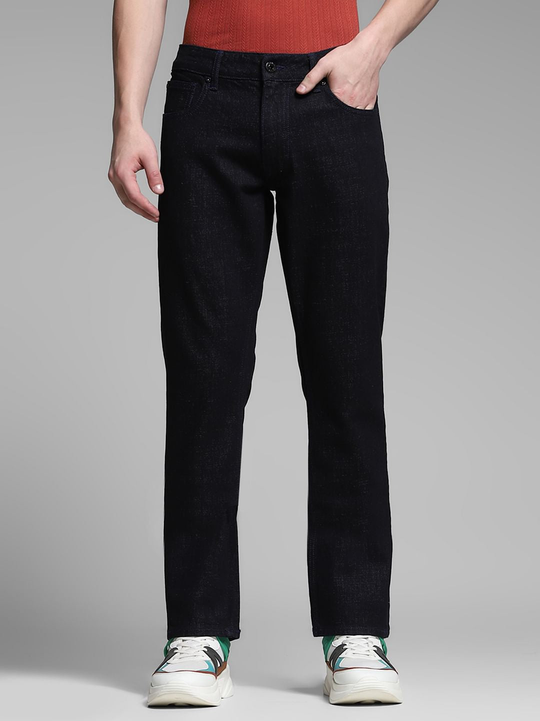 Dark Blue Mid Rise Clark Regular Fit Jeans